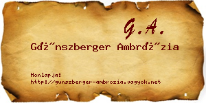 Günszberger Ambrózia névjegykártya